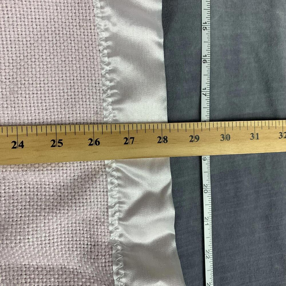 Hand Woven Soft Pink Knit Baby Blanket with Satin Trim - Picture 7 of 7